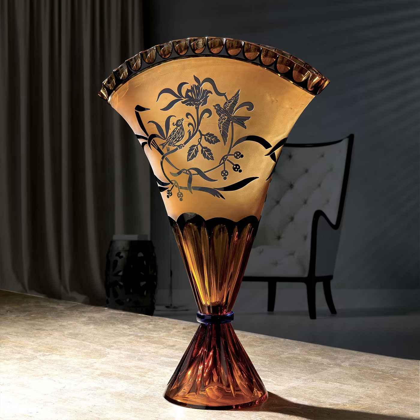 amber crystal vase
