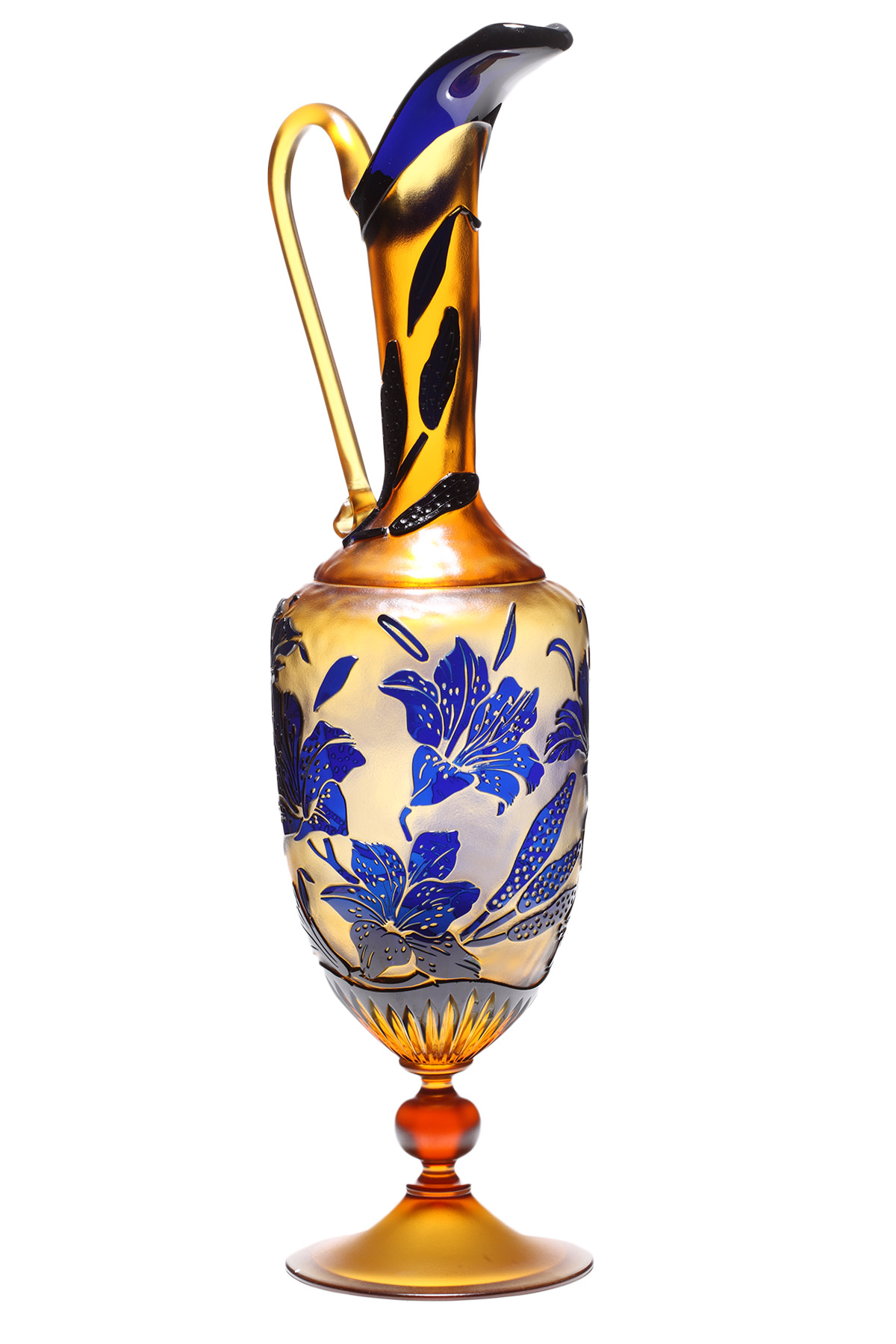 amphora crystal amber blue vase nuovacev