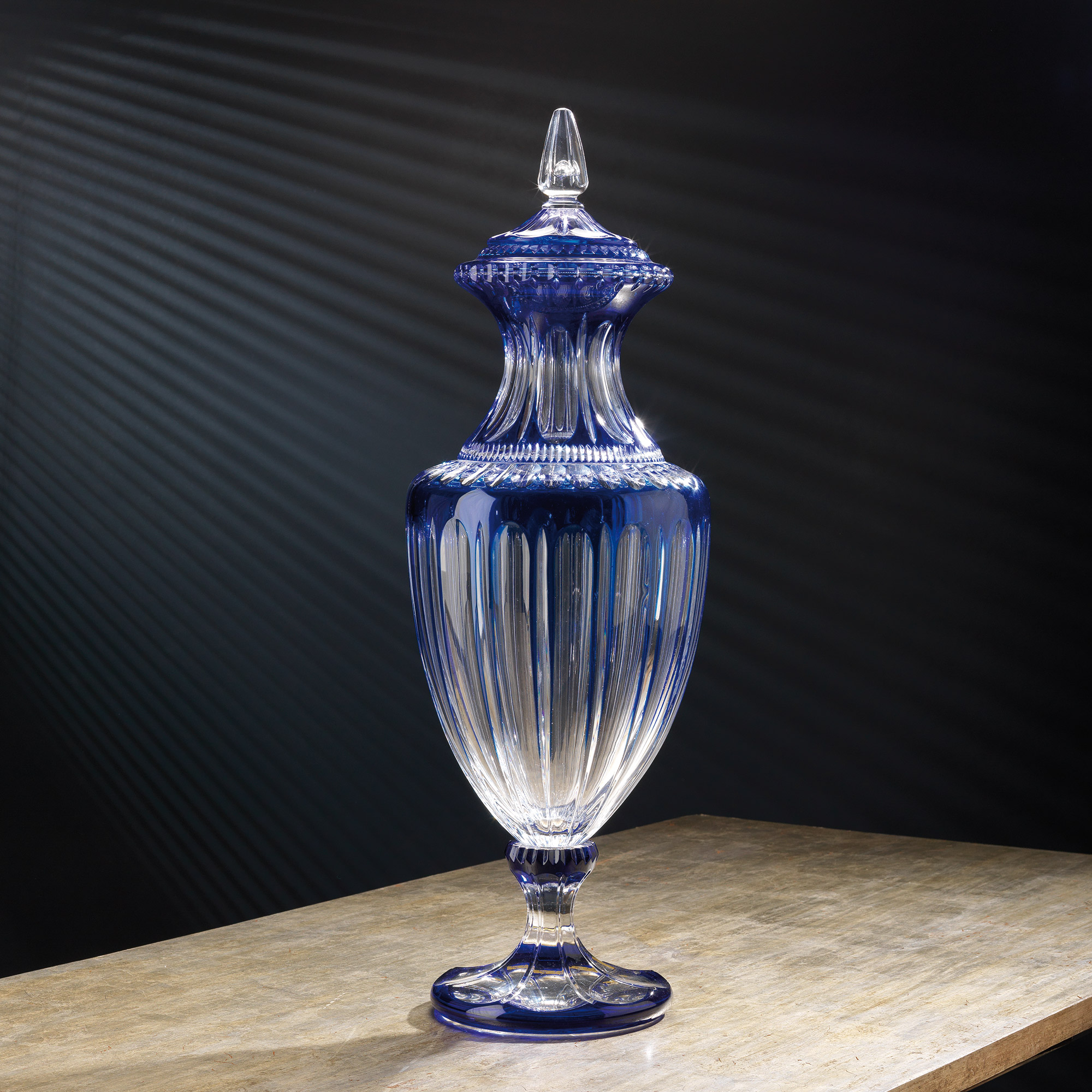 amphora crystal vase blue