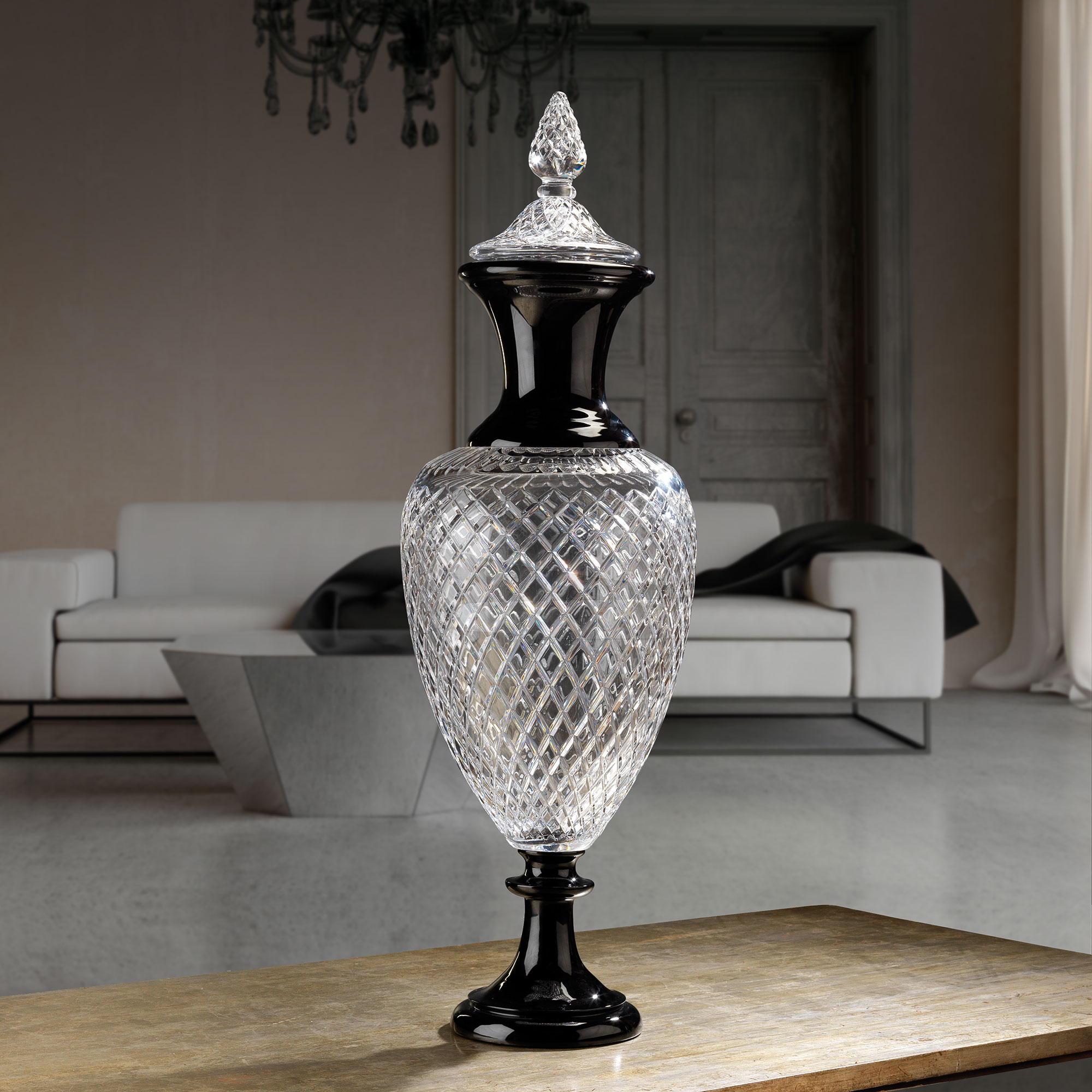 amphora crystal vase clear black