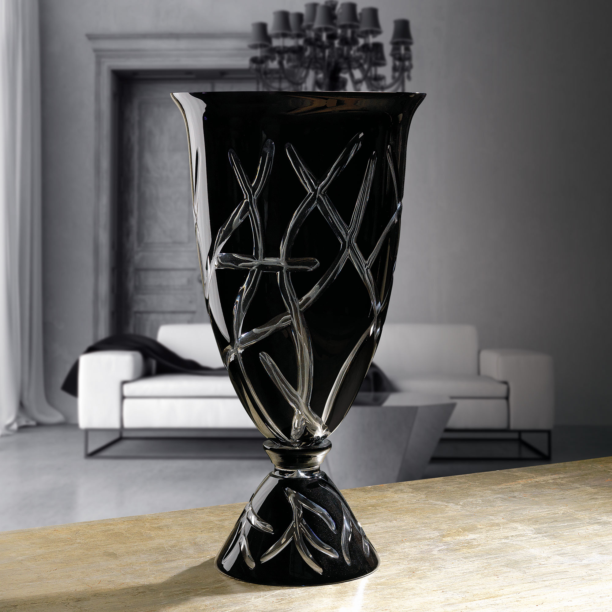 black crystal nuovacev vase