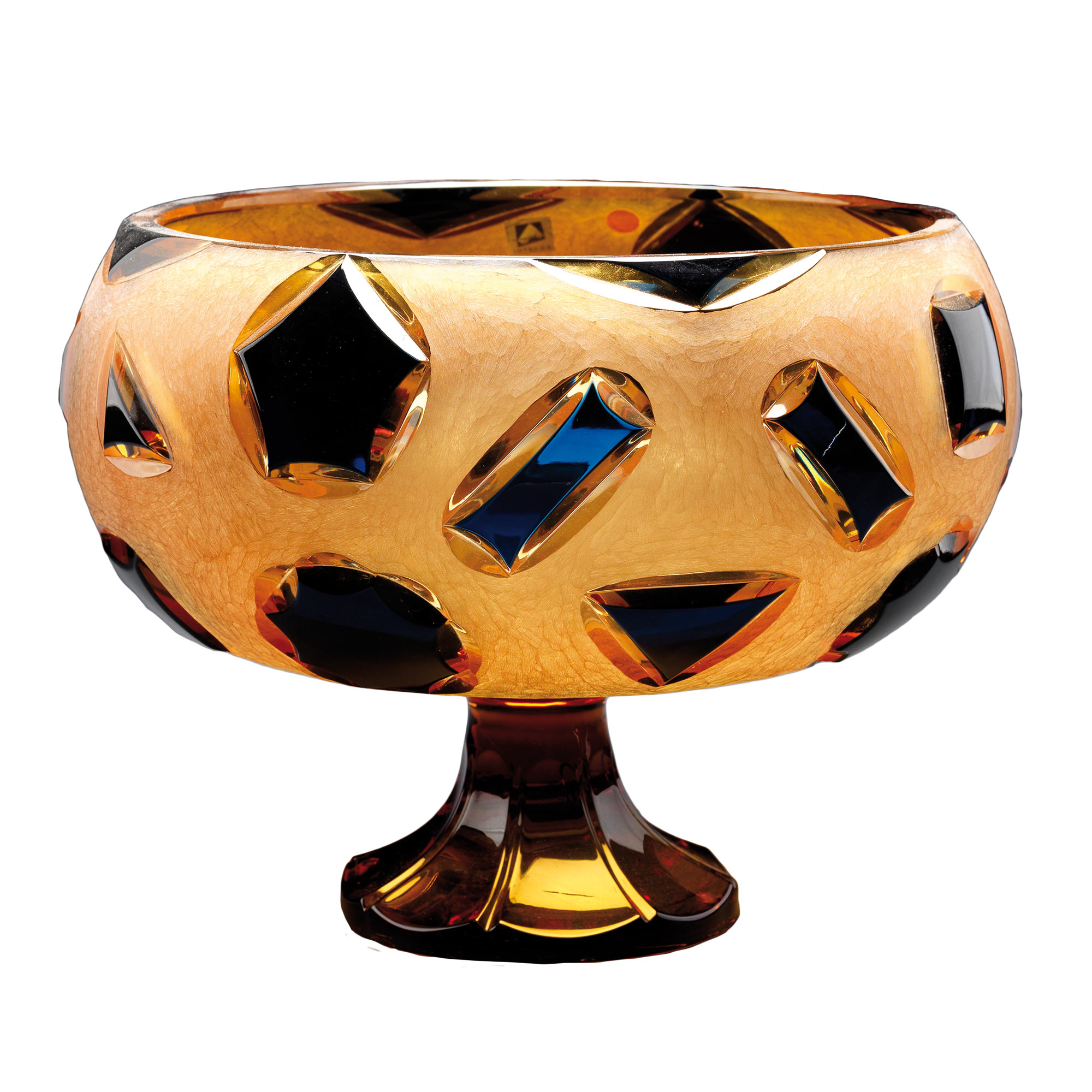 crystal bowl amber blue