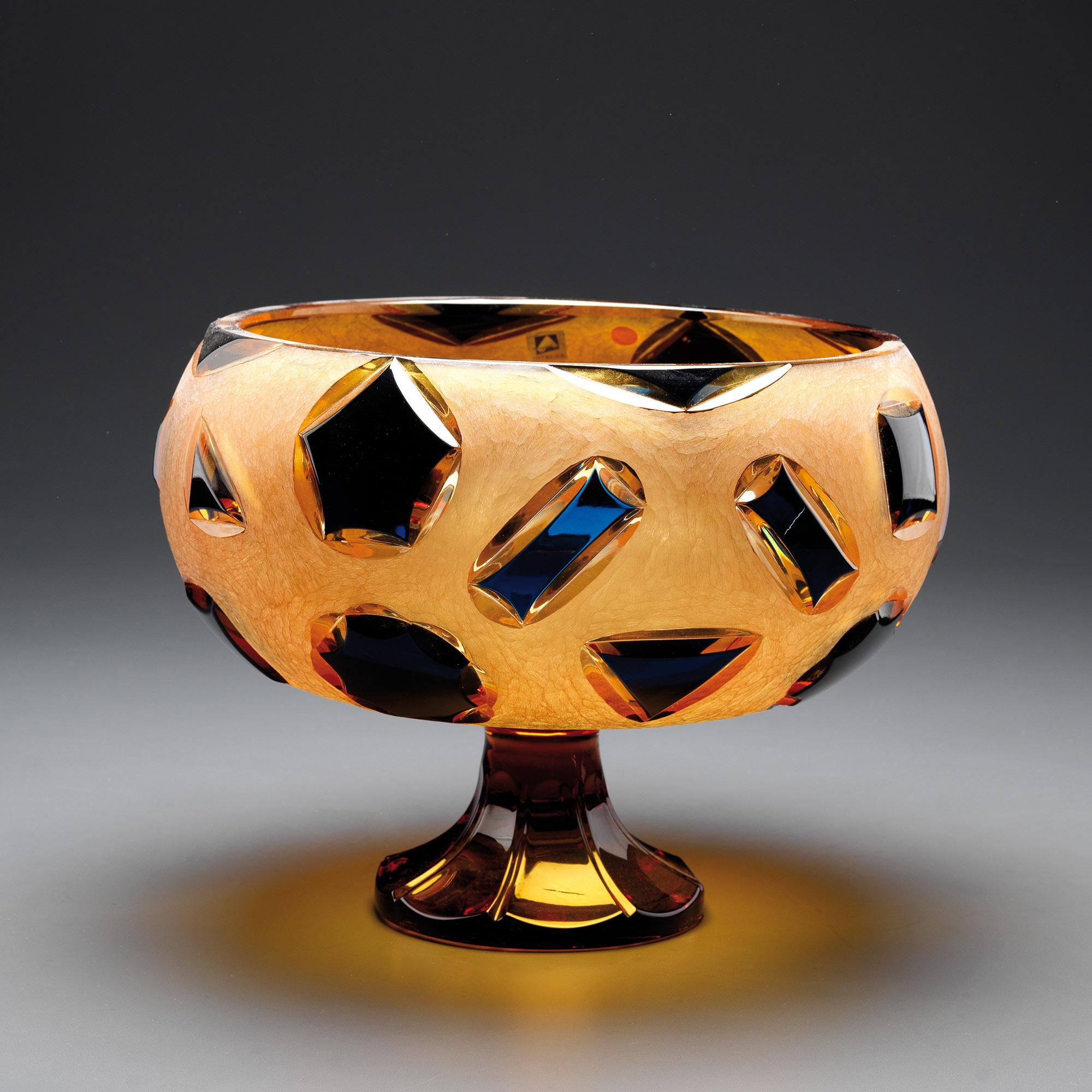 crystal bowl amber blue