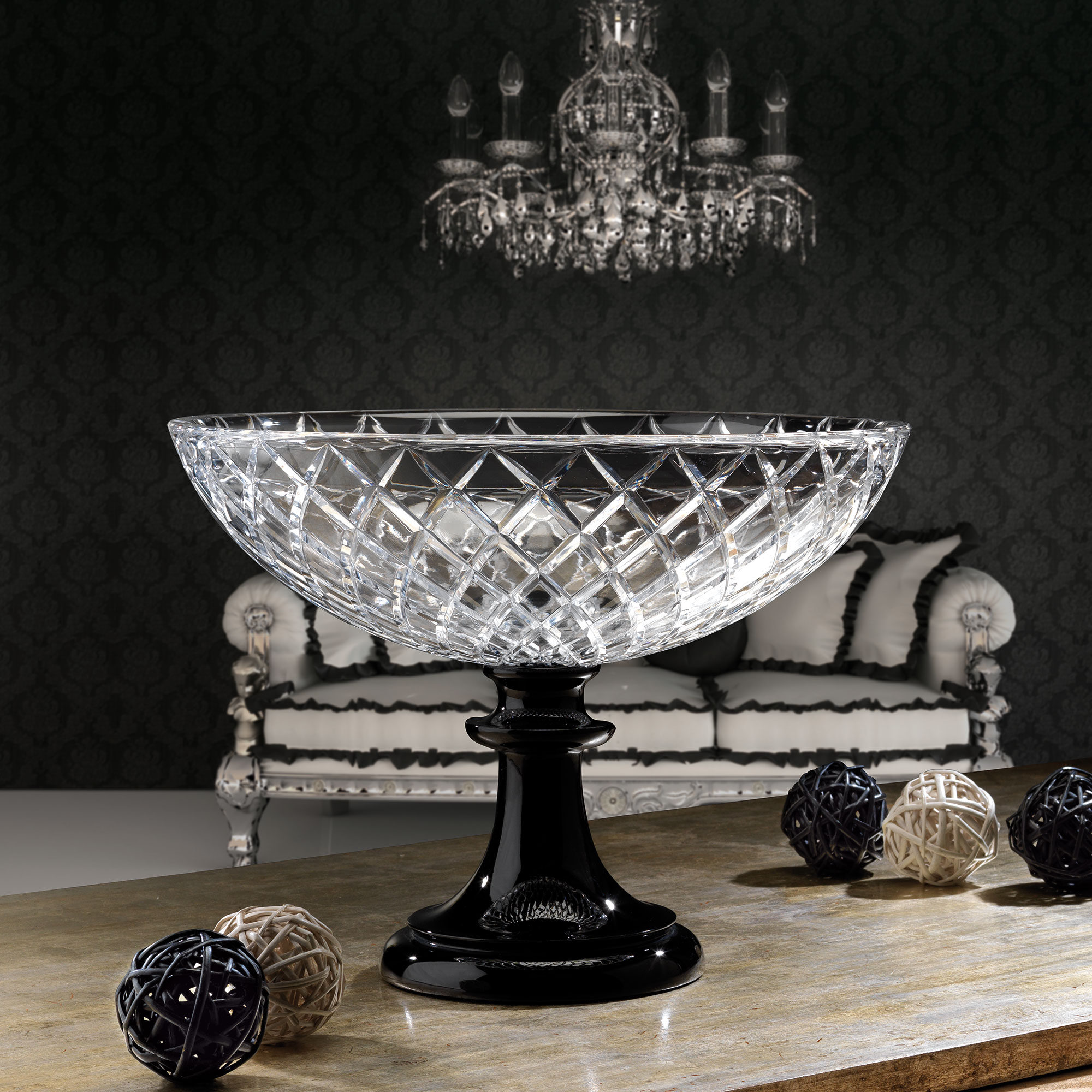 crystal centerpiece clear black