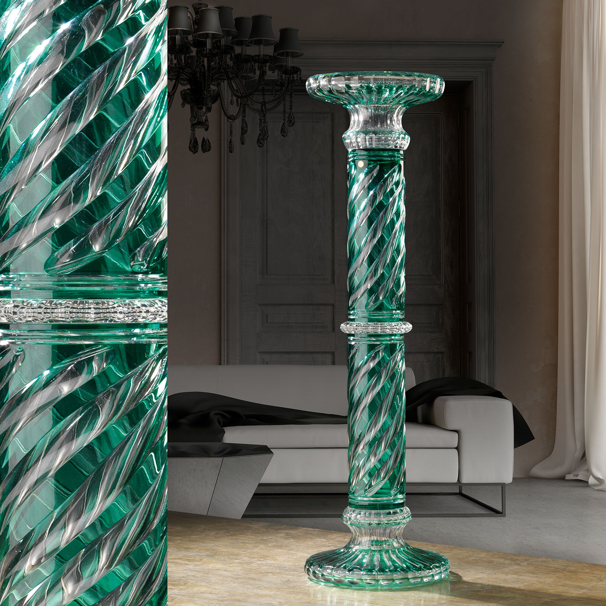 crystal column clear green