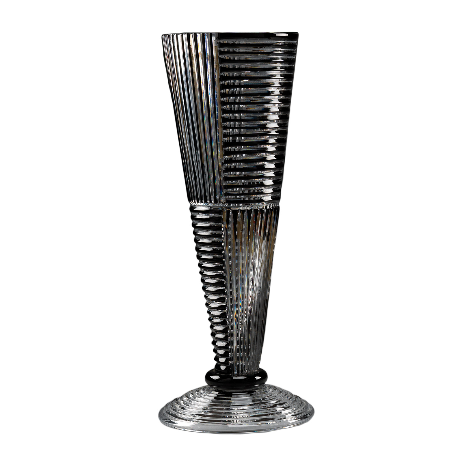 crystal footed vase clear black