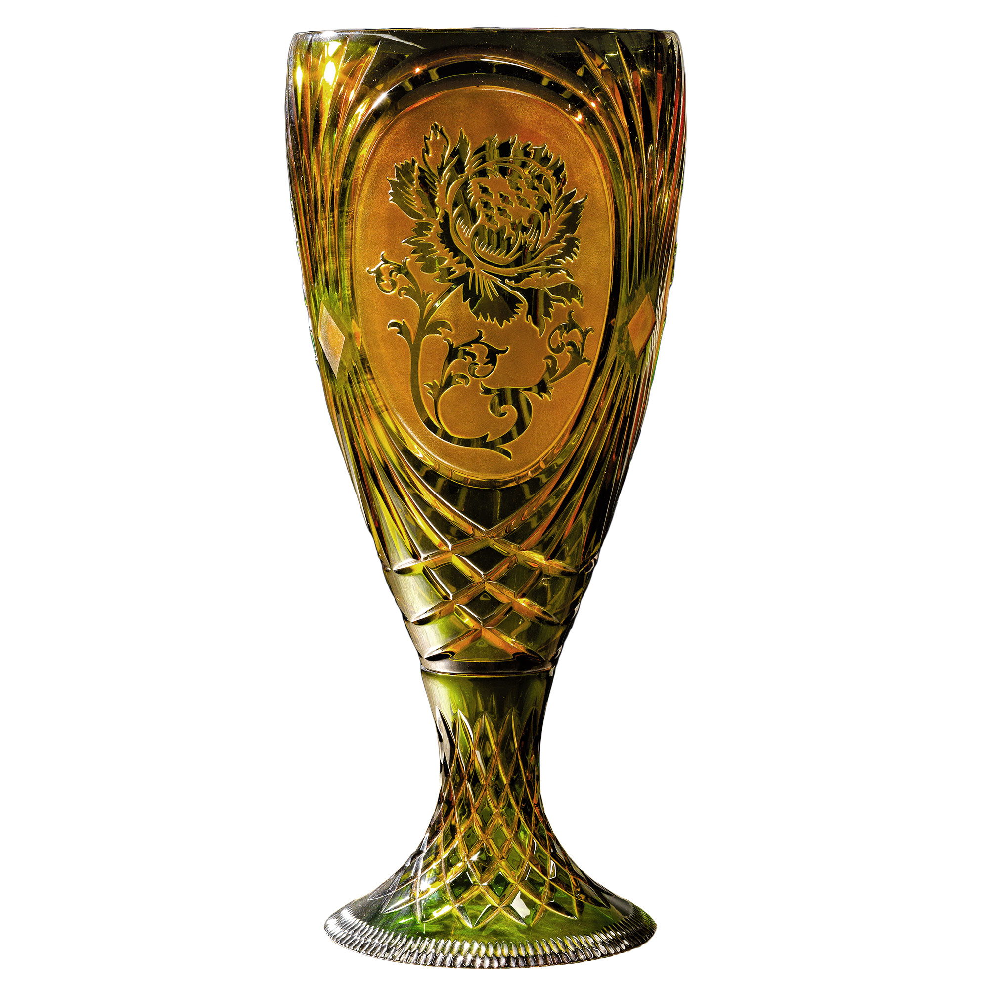 crystal vase amber green