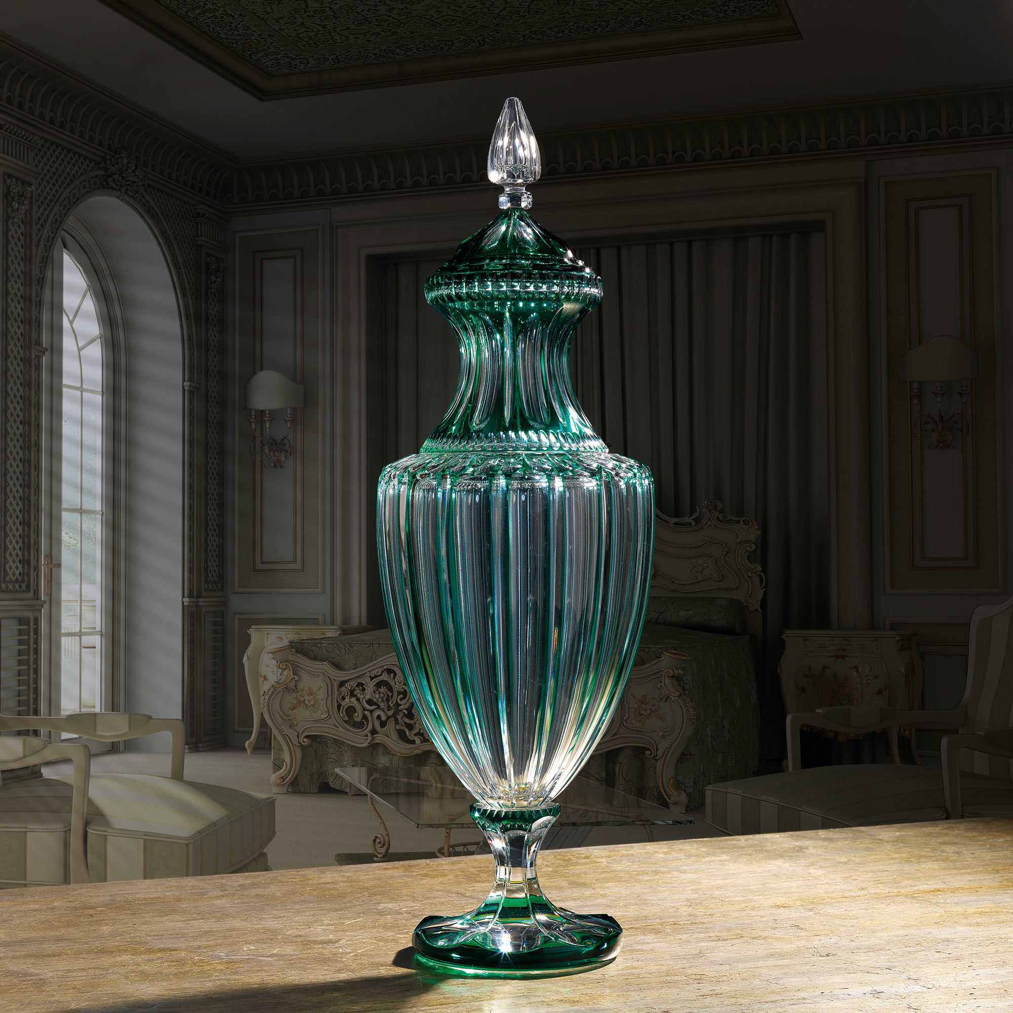 crystal vase clear green