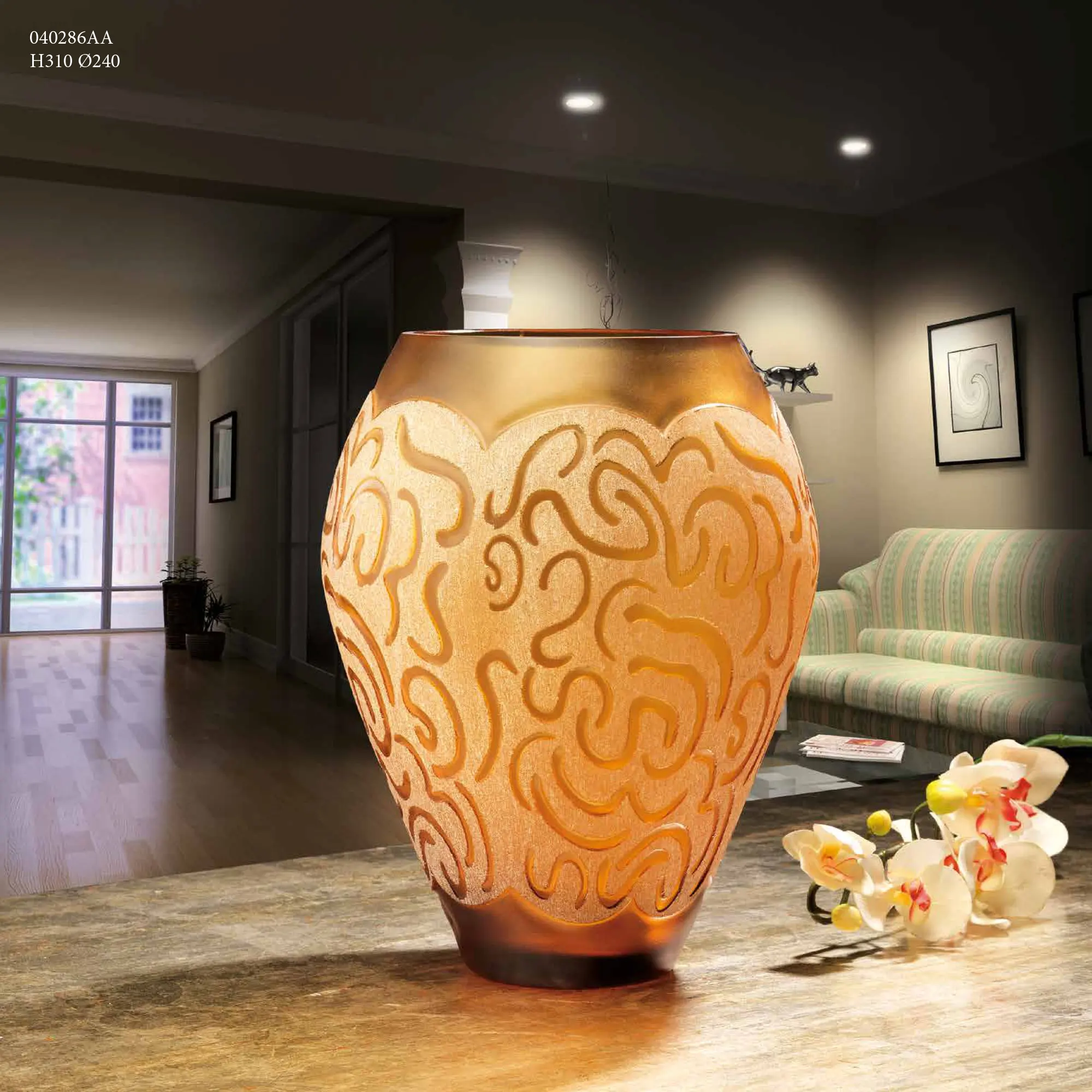 amber big crystal vase
