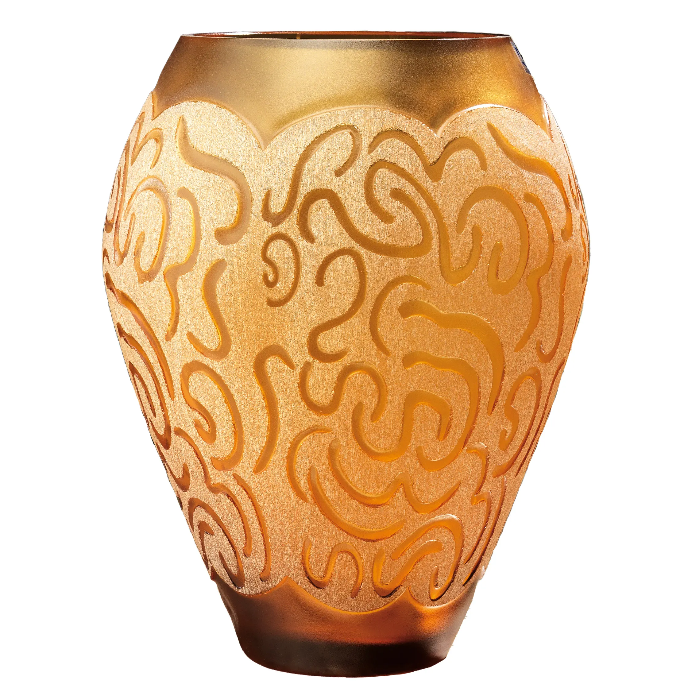 amber big crystal vase