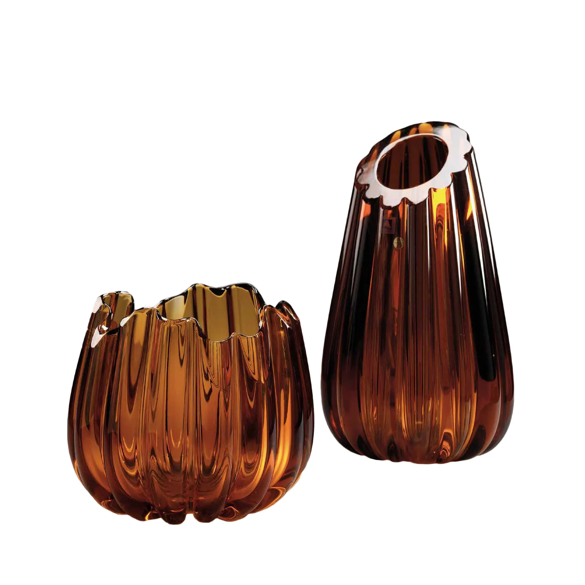 amber crystal vase centerpiece