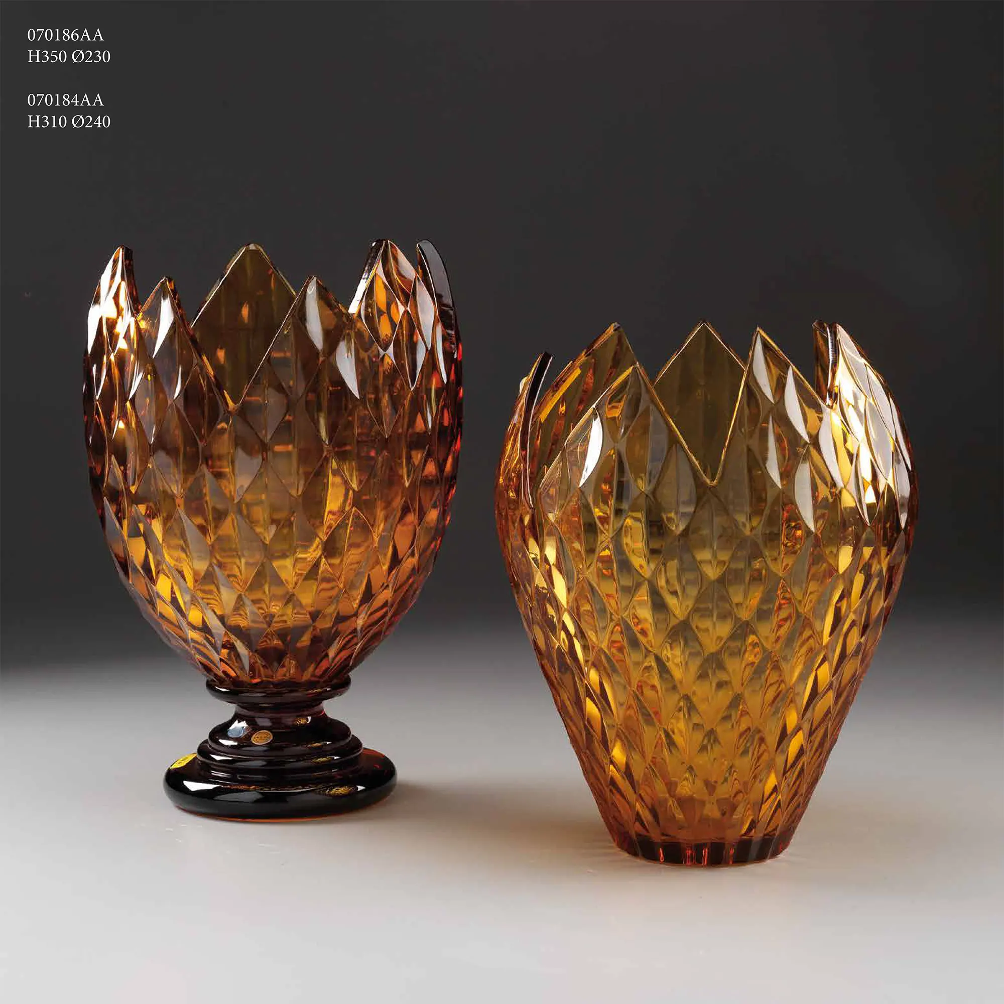 amber crystal vases egg