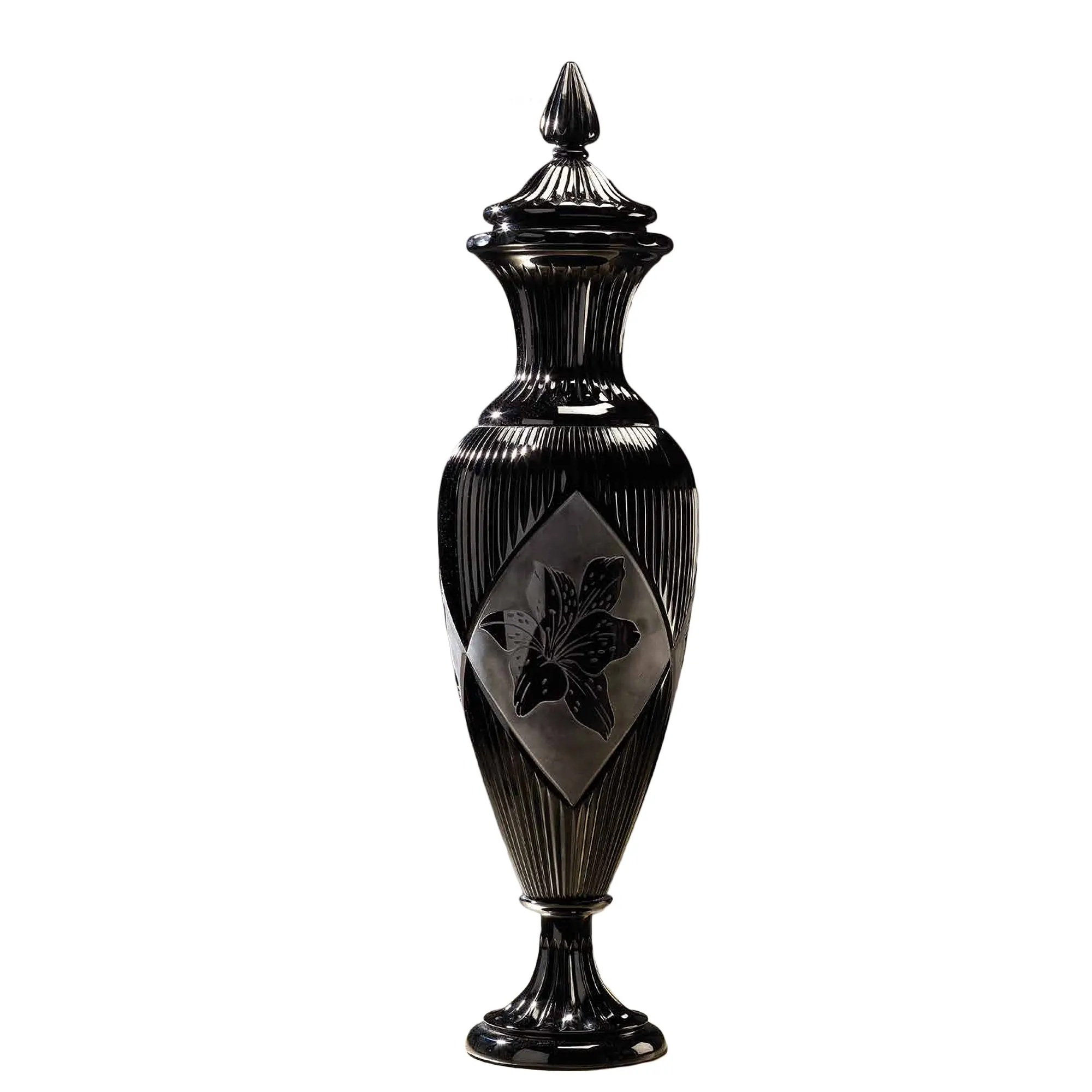 black crystal lily jar