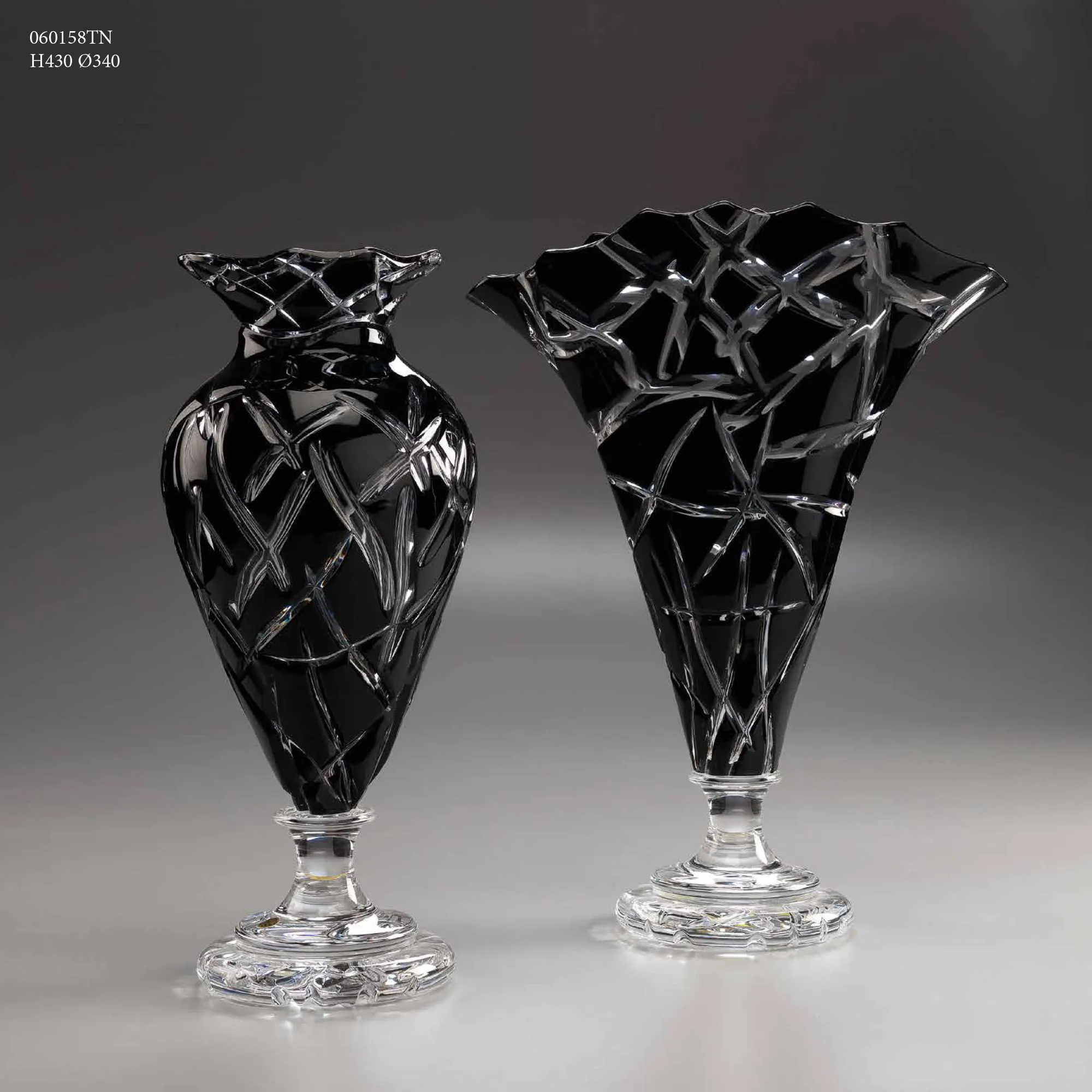 black crystal vases