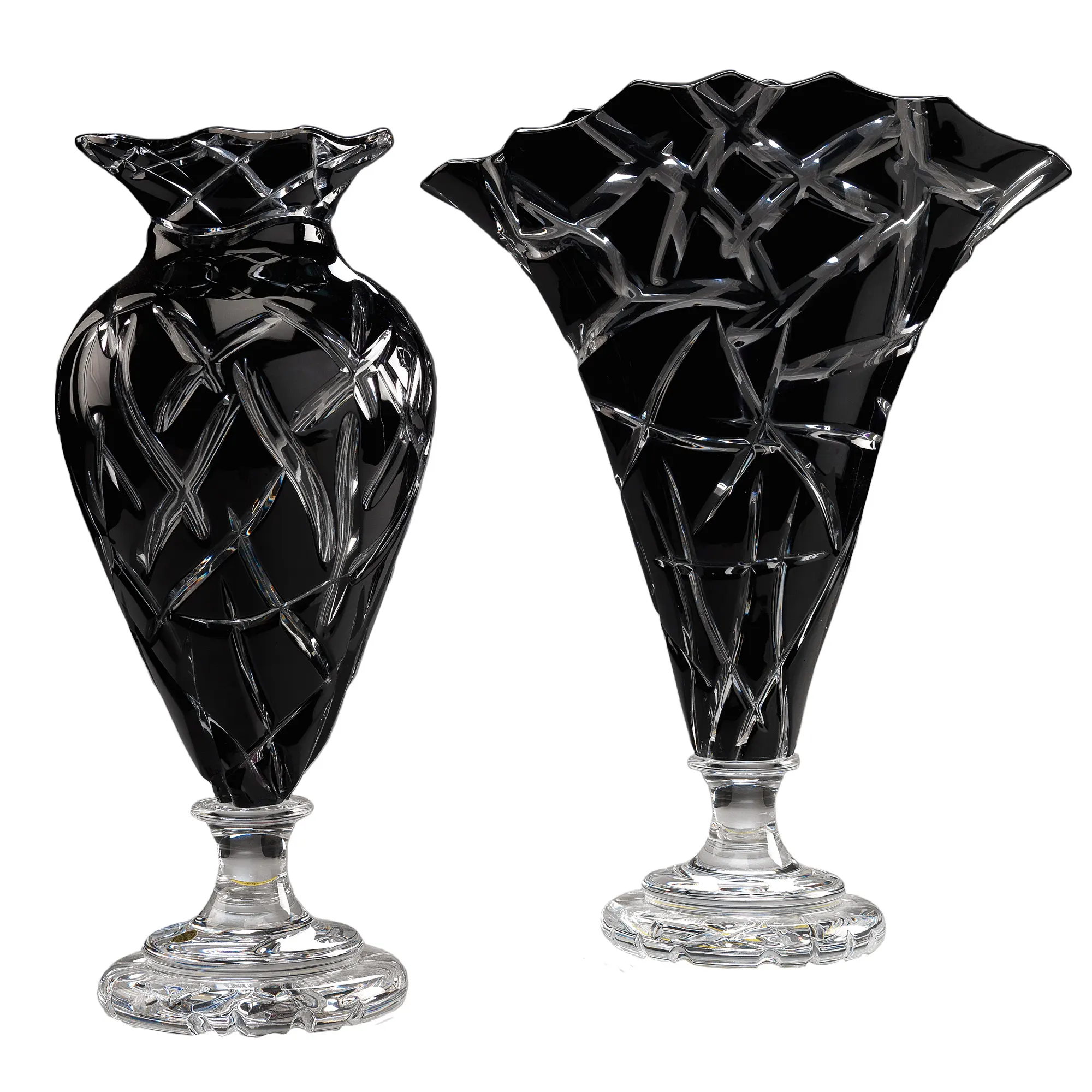 black crystal vases