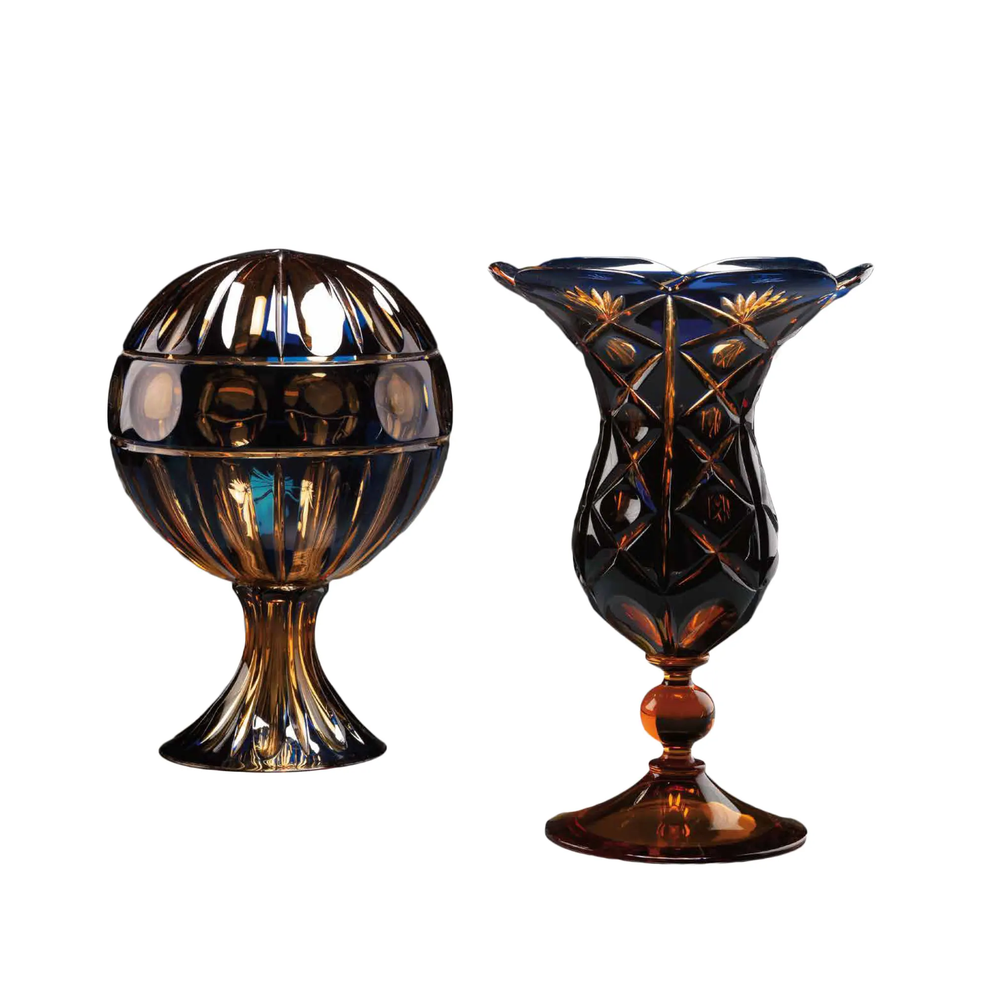 blue amber crystal vase goblet