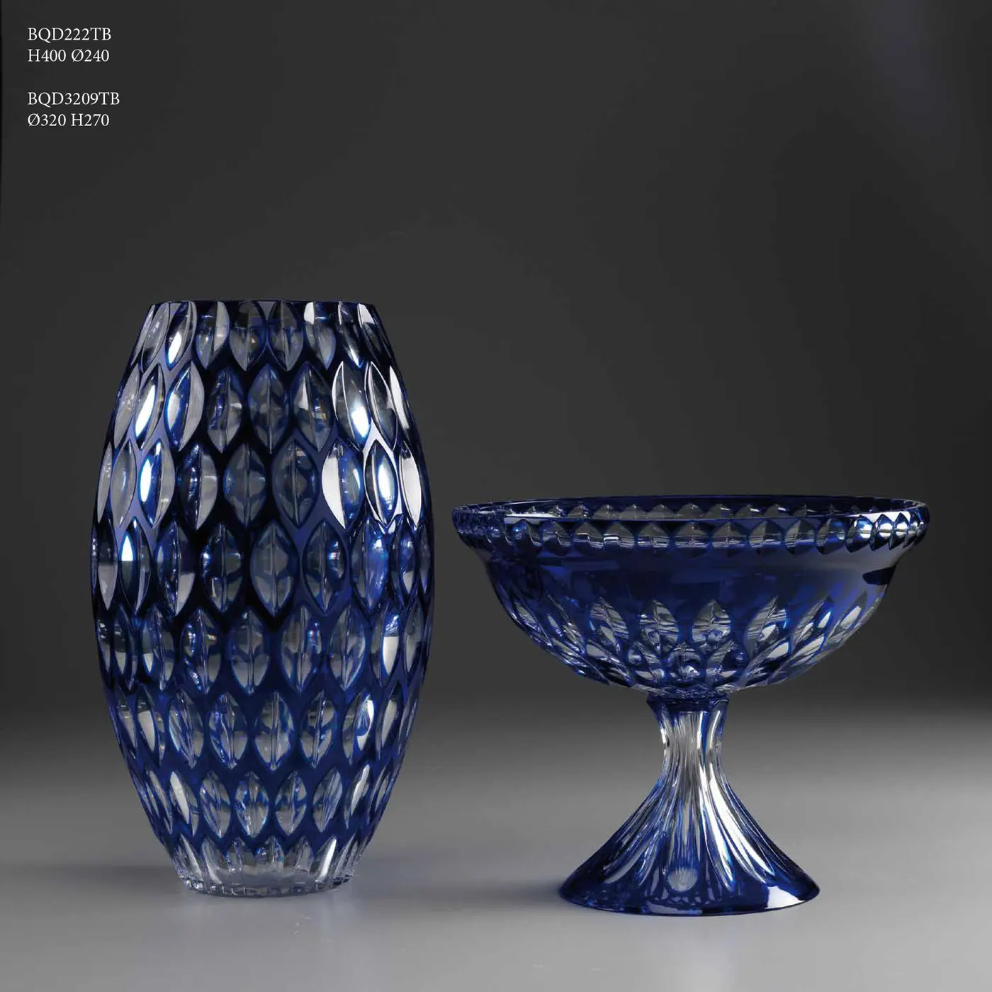 blue crystal vase centerpiece