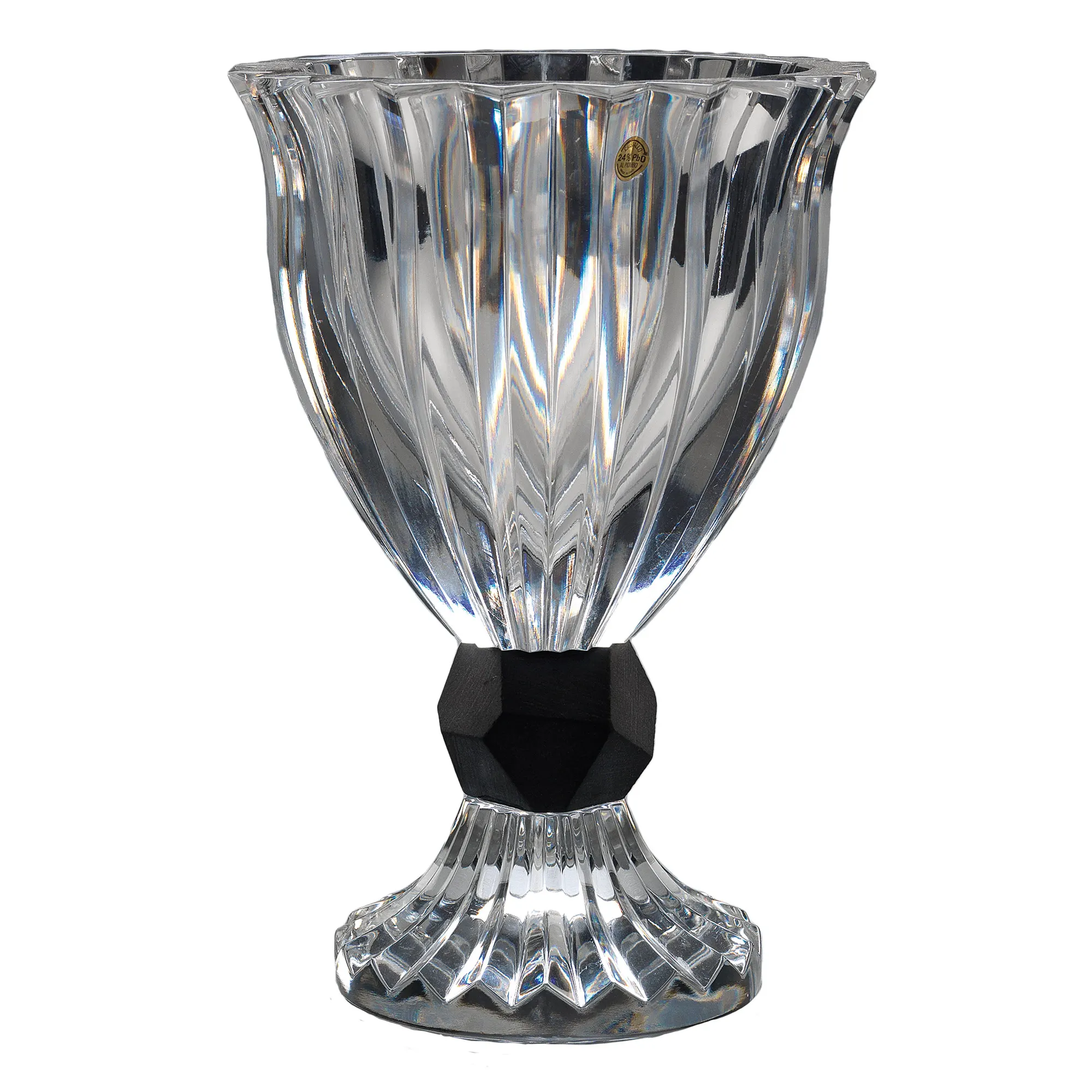 clear black crystal cup vase